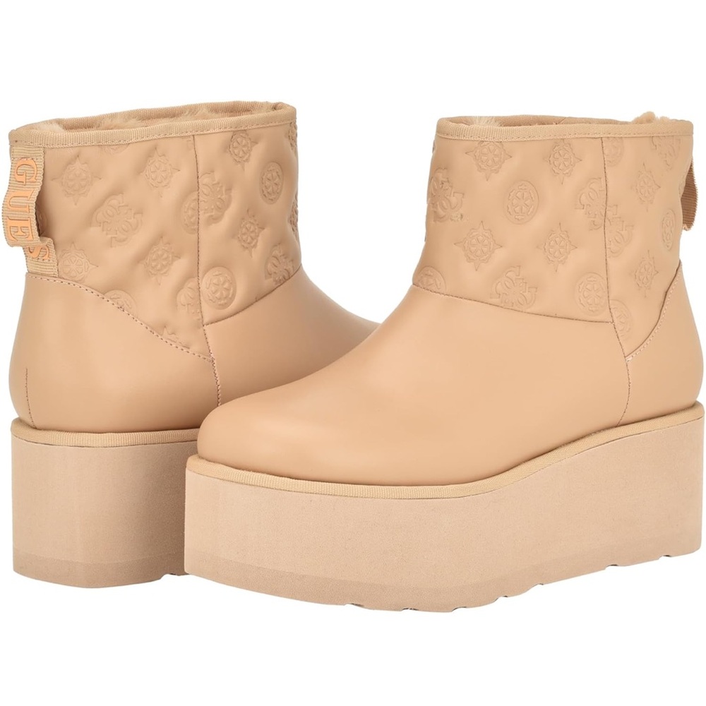 Guess Women's Tan Platform Ankle Boots